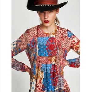 ZARA Paisley with Velvet Trim Dress